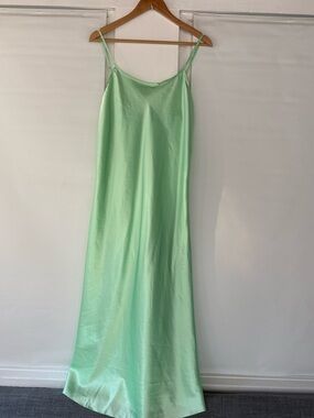 vintage Classic  Women’s Slip Dress in Mint Green Lightweight Satin Nightwear M